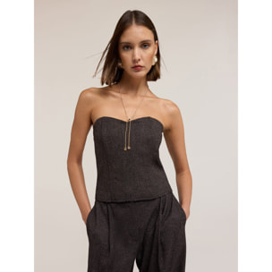 Motivi - Top bustier in poliviscosa tinto filo - Grigio