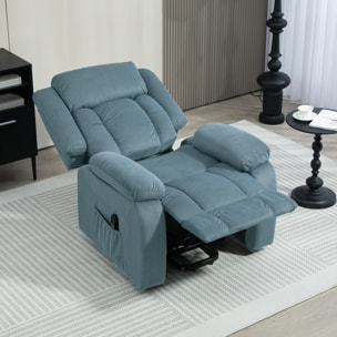 Sillón Relax Reclinable Eléctrico Sillón Levanta Personas con Mando a Distancia Puerto USB Reposapiés Acolchado Grueso y Bolsillos Laterales Sillón Elevador para Salón Dormitorio Azul