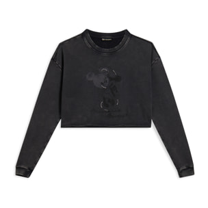 Felpa cropped da donna con grafica Disney e taglio a vivo