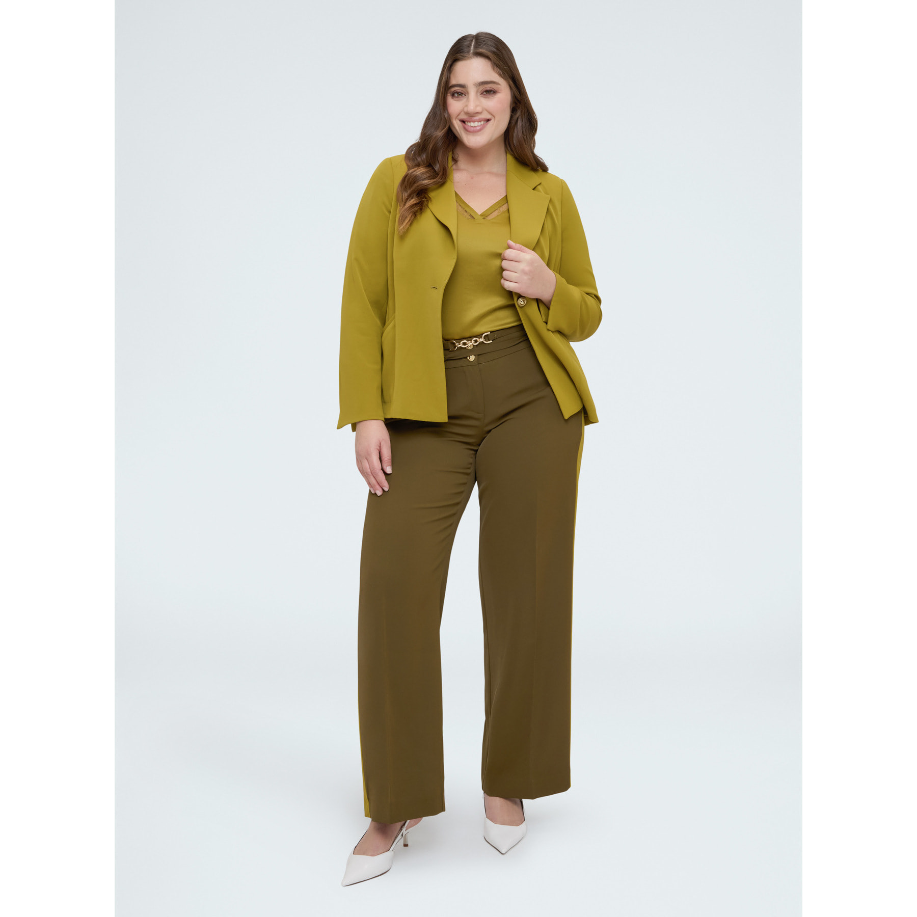 Fiorella Rubino - Blazer strutturato con bottone gioiello - Verde chiaro