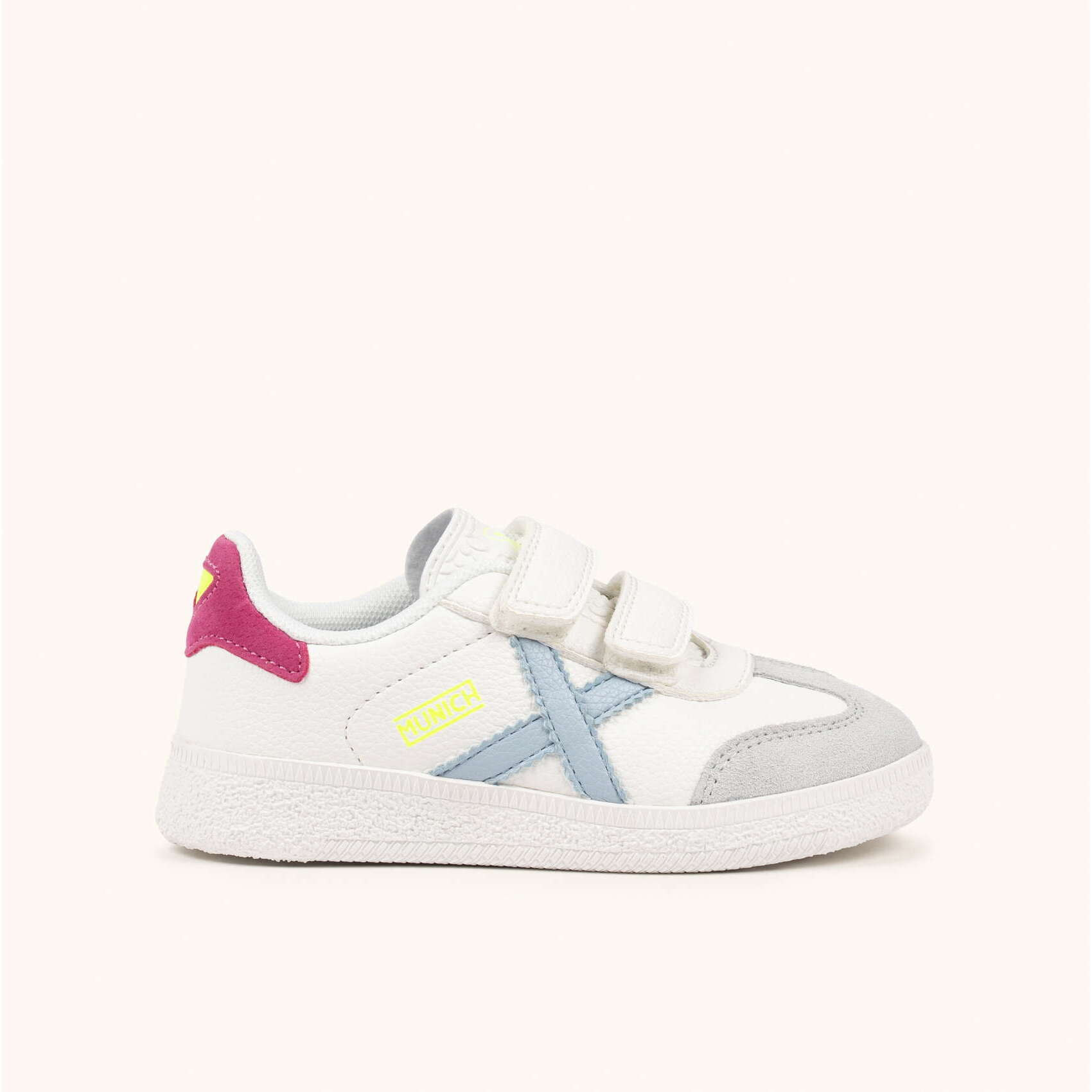 Zapatillas Infantiles con Velcro Blancas y Detalles Pastel MUNICH MINI BARRU VCO 15