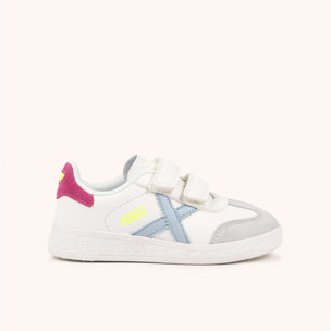 Zapatillas Infantiles con Velcro Blancas y Detalles Pastel MUNICH MINI BARRU VCO 15