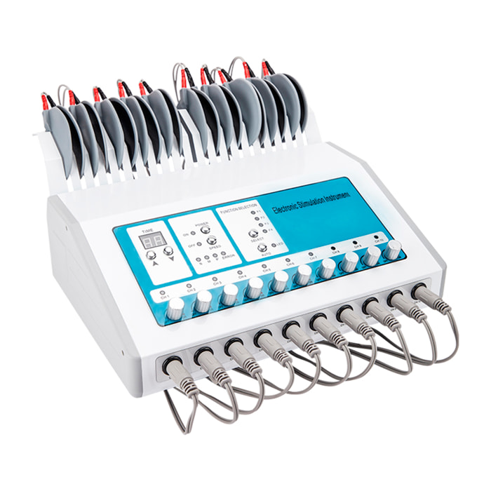 DAM EMS Electroestimulador avanzado muscular SC537. 10 canales. Intensidad completamente regulable. 39x27x12 Cm. Color: Blanco