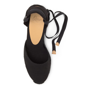 Alpargatas de cuña de mujer tintadas Carina en algodón orgánico con cierre de cintas