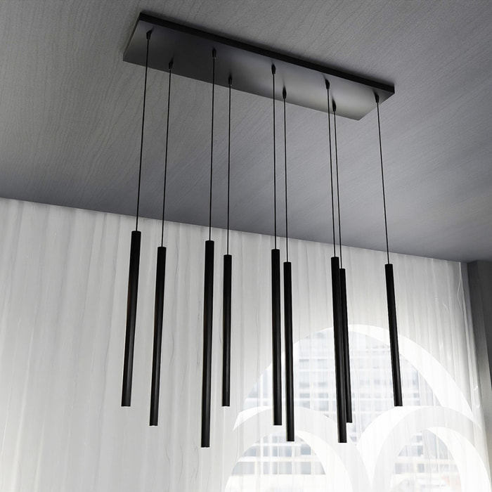 Lampada a sospensione Selter in acciaio nero opaco