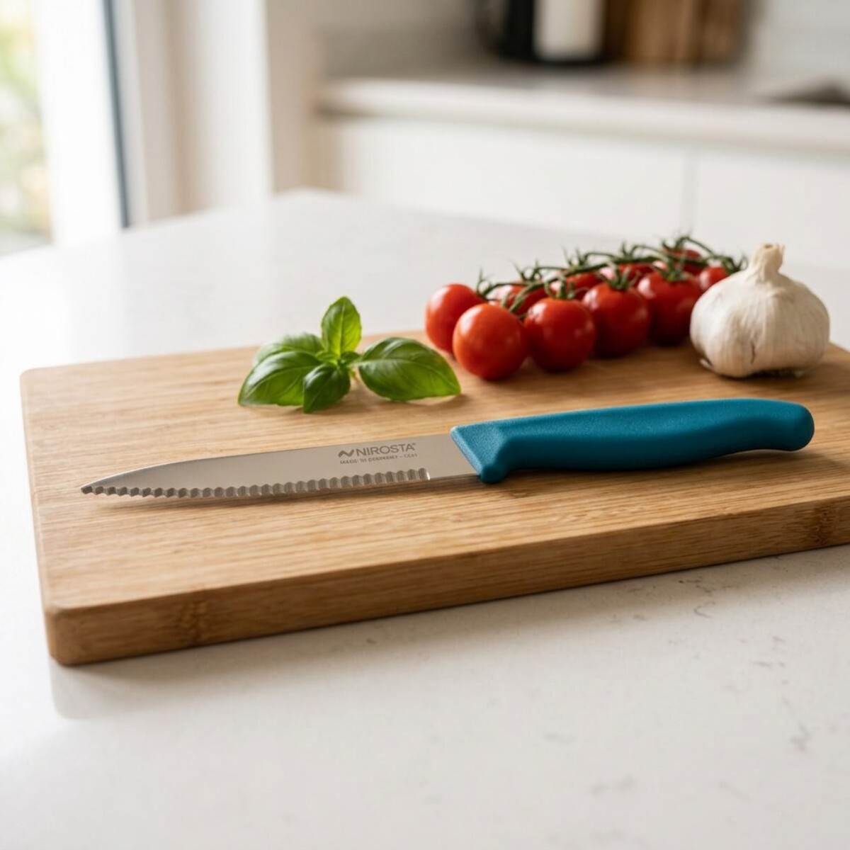 Couteau de cuisine lame crantée 21,5 cm Nirosta Elemental