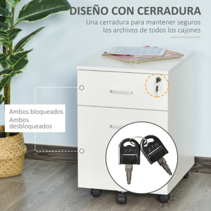 Cajonera de Oficina con Ruedas Cerradura 40x49x58cm Blanco