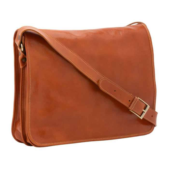 Borsa a tracolla uomo in vera pelle - Modello False - Made in Italy - 30.0 x 38.0 x 12.0 cm