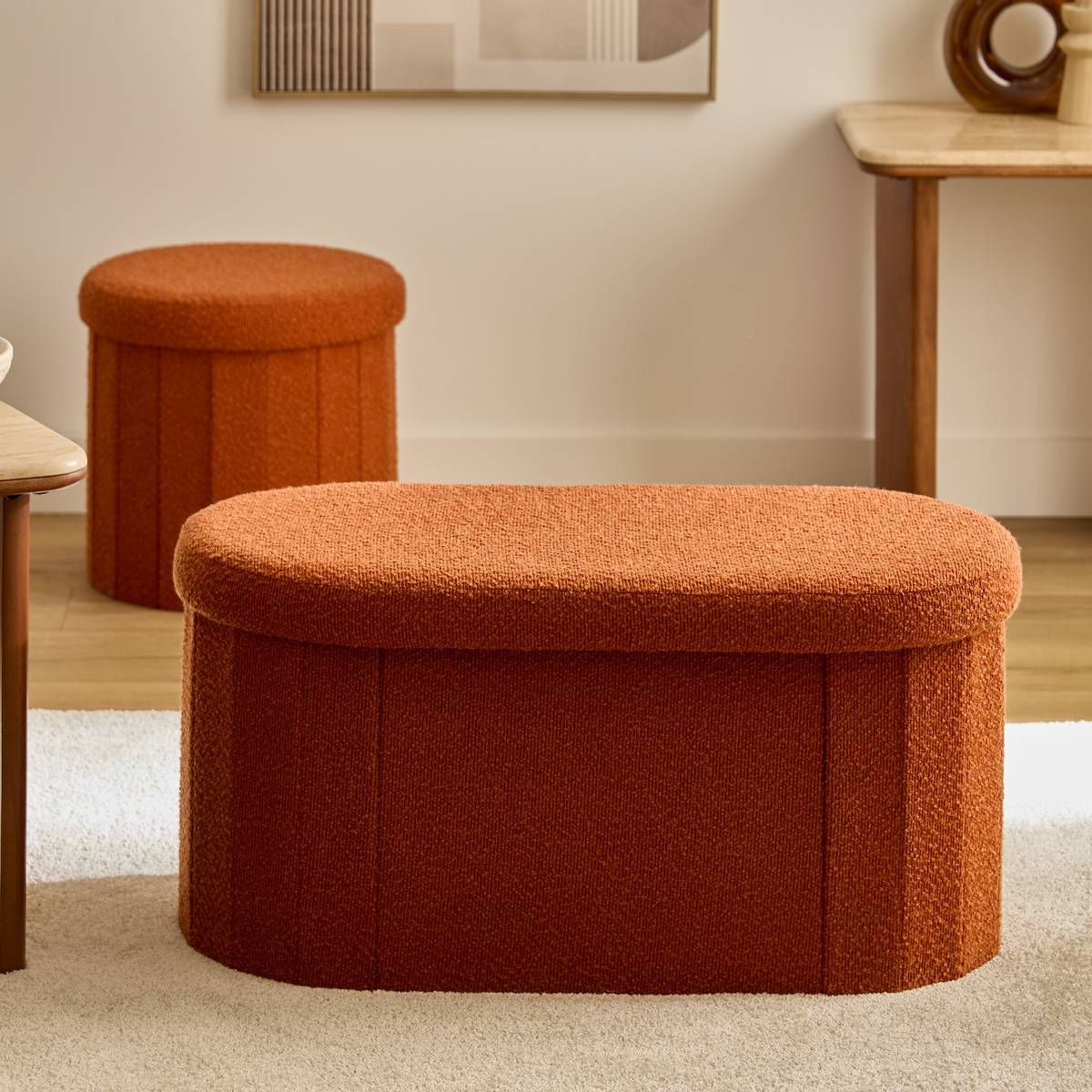 Pouf Fink ovale pliable 38x76cm ambre
