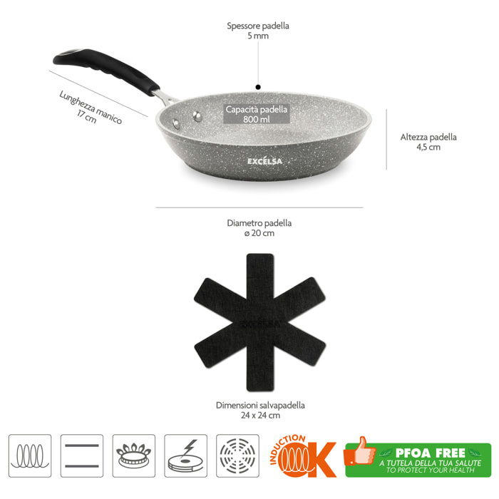 Poêle 20 cm Excelsa – Forn-Ok, Aluminium Gris