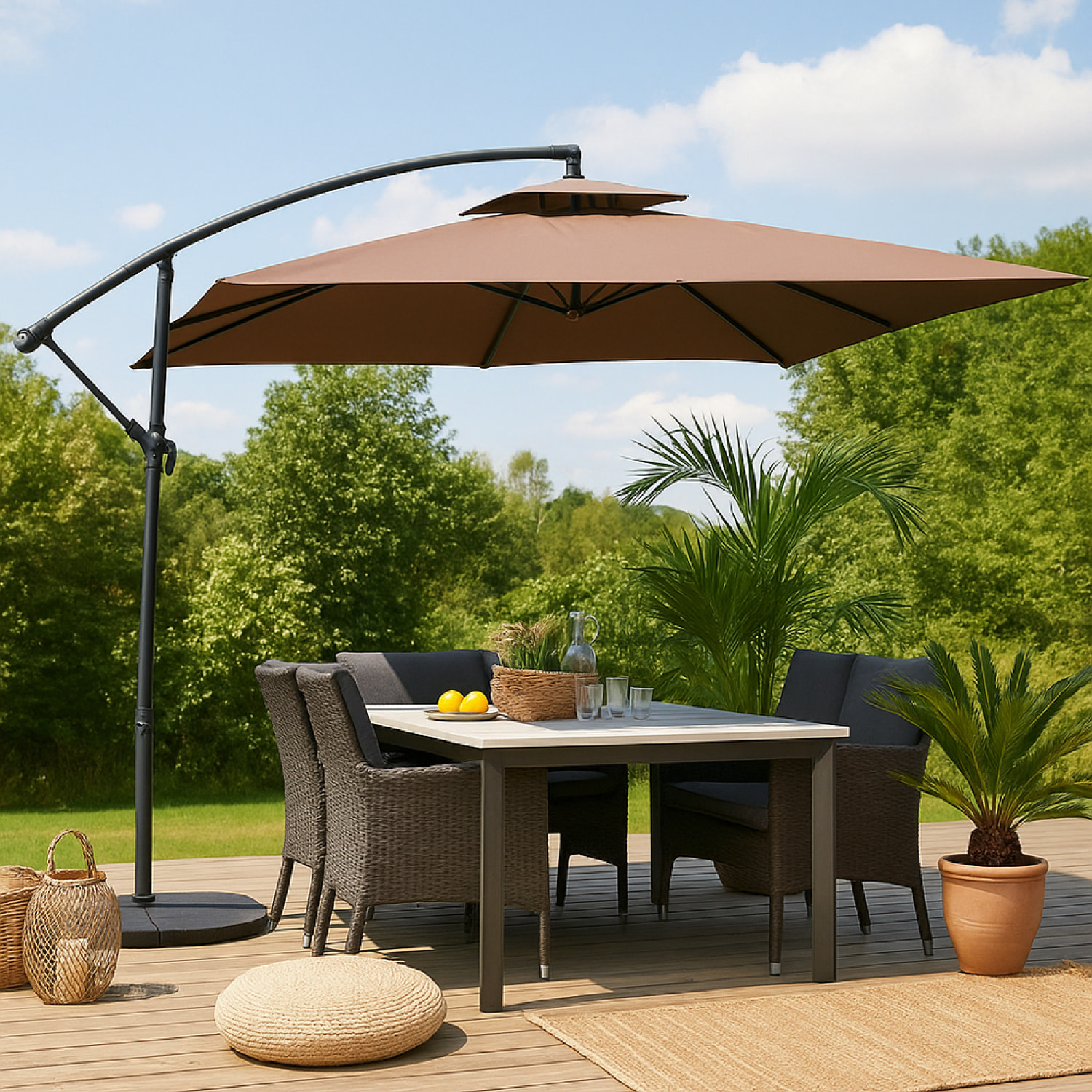 Parasol déporté rond chocolat CORTO