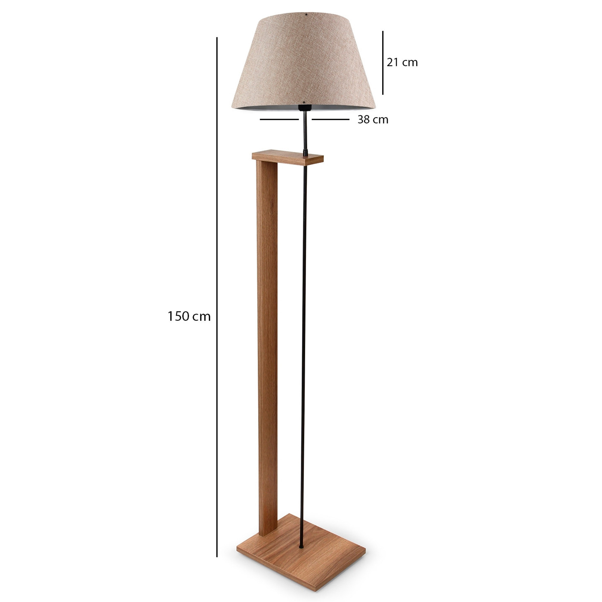 Lámpara de pie 150 cm. beige, tipo E27 Max 60 W