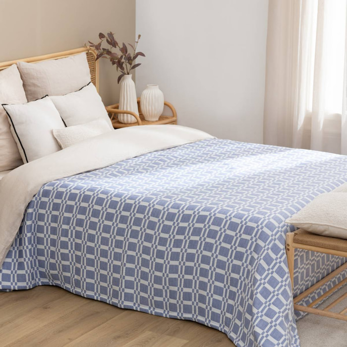 Dessus de lit Nuvia bleu indigo 260x240cm