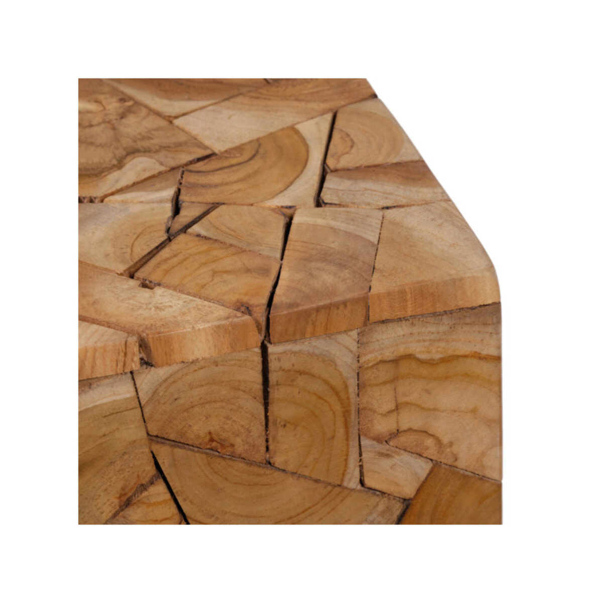 Tabouret carré artisanal 40 cm de haut en bois de teck - COLUMBIA
