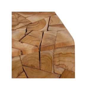 Tabouret carré artisanal 40 cm de haut en bois de teck - COLUMBIA
