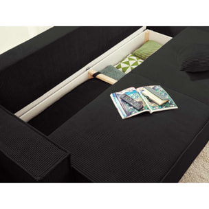 Dellia - canapé 3 places convertible - avec coffre - en velours côtelé - style contemporain - Gris Anthracite