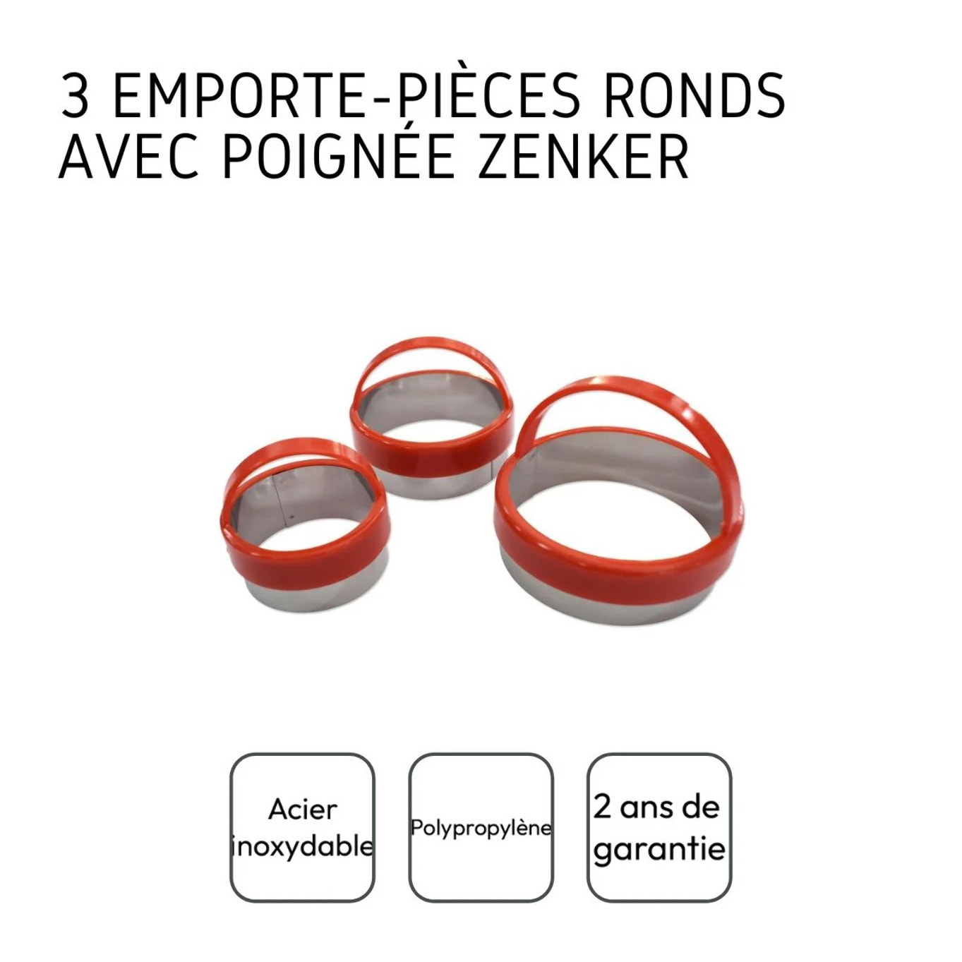 Lot de 3 emporte-pièces ronds avec poignée Zenker Emporte-pièces