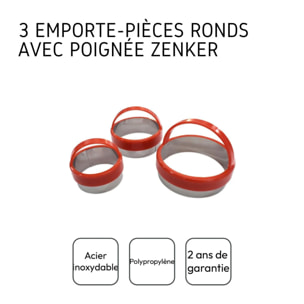 Lot de 3 emporte-pièces ronds avec poignée Zenker Emporte-pièces