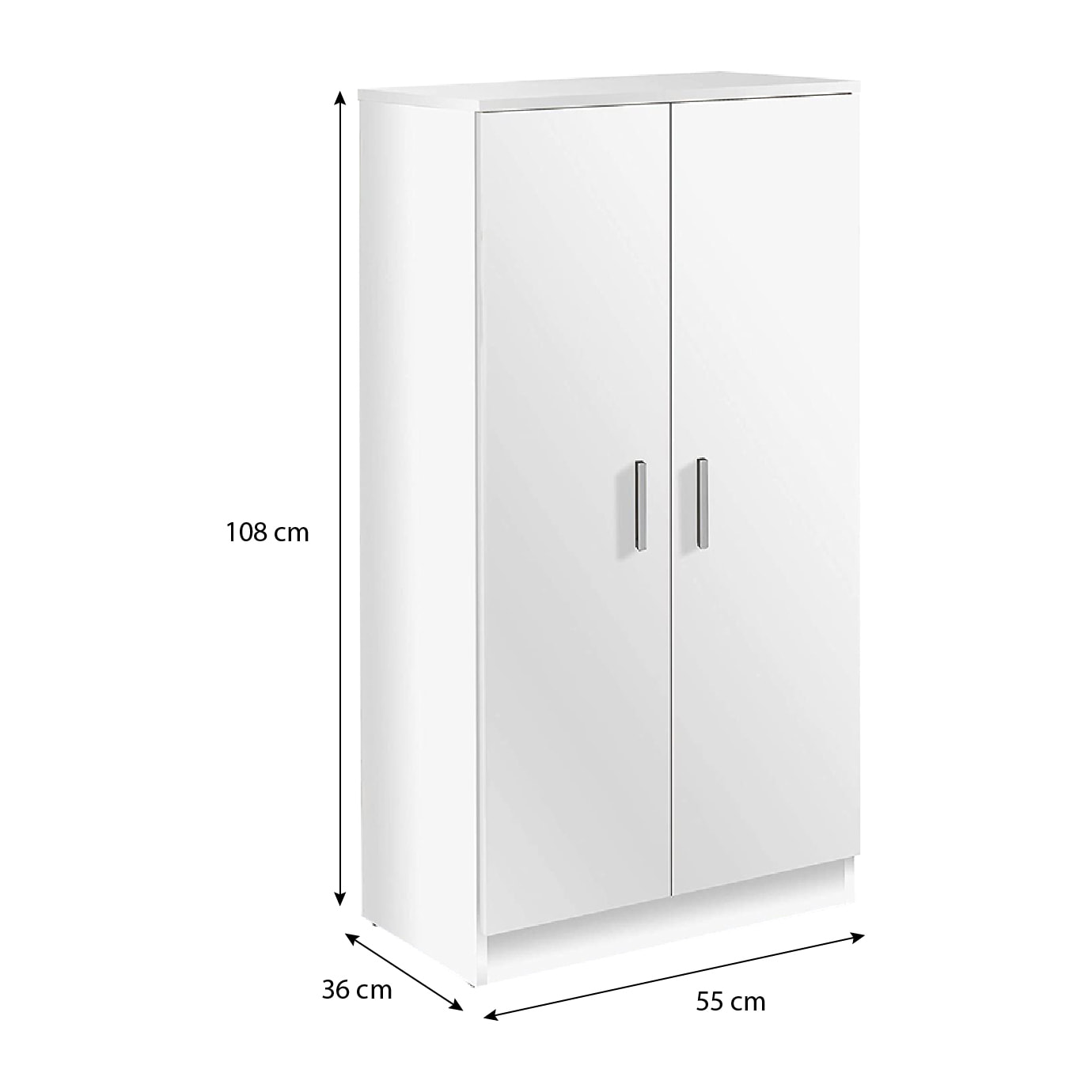 Armadio Mobiletto Portascarpe Bridge Scarpiera in Legno 7 Ripiani e 2 Ante Ingresso Corridioio Arredo Casa Design Minimal 108 x 55 x 36 cm Bianco