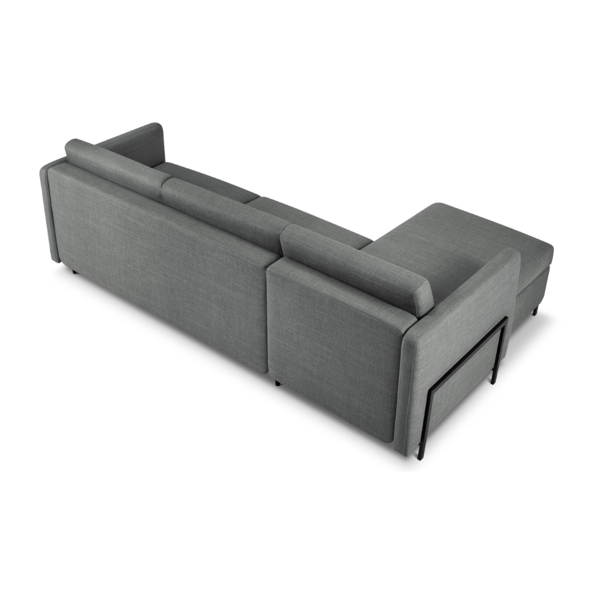 Canapé d'angle gauche convertible avec coffre de rangement "Yanis" 4 places en tissu structurel gris