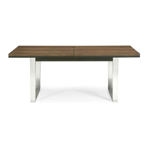 Table à manger extensible en chêne et métal brossé 190-240 RIMINI