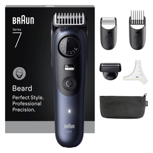 Braun Tondeuse À Barbe Series 7, + 6 Outils De Barbier, 40 Longueurs, Lame ProBlade, BT7520, Bleu