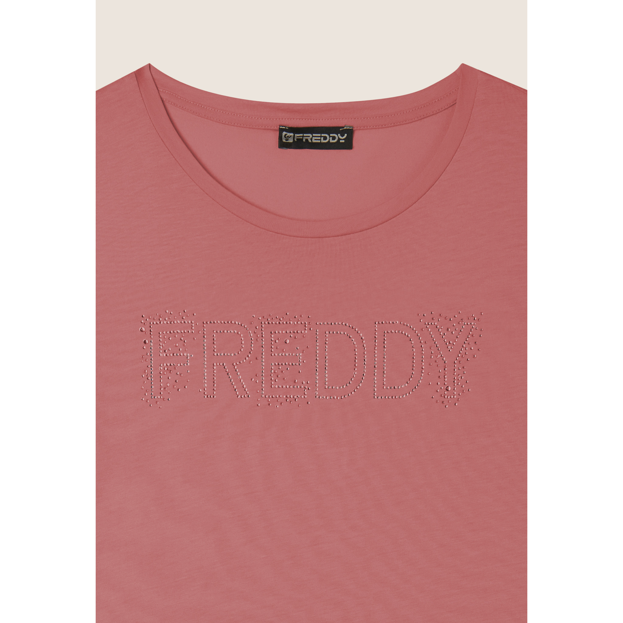 T-Shirt in jersey modal con Logo Strass