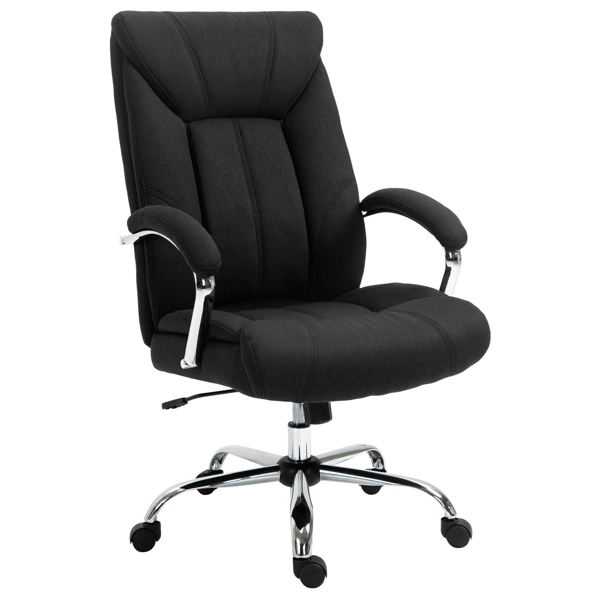 Fauteuil de bureau manager - chaise de bureau grand confort réglable pivotante - acier chromé tissu noir
