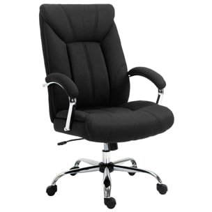 Fauteuil de bureau manager - chaise de bureau grand confort réglable pivotante - acier chromé tissu noir