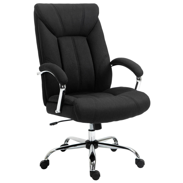 Fauteuil de bureau manager - chaise de bureau grand confort réglable pivotante - acier chromé tissu noir