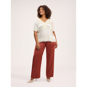 Fiorella Rubino - Blusa in raso con dettagli in pizzo - Bianco