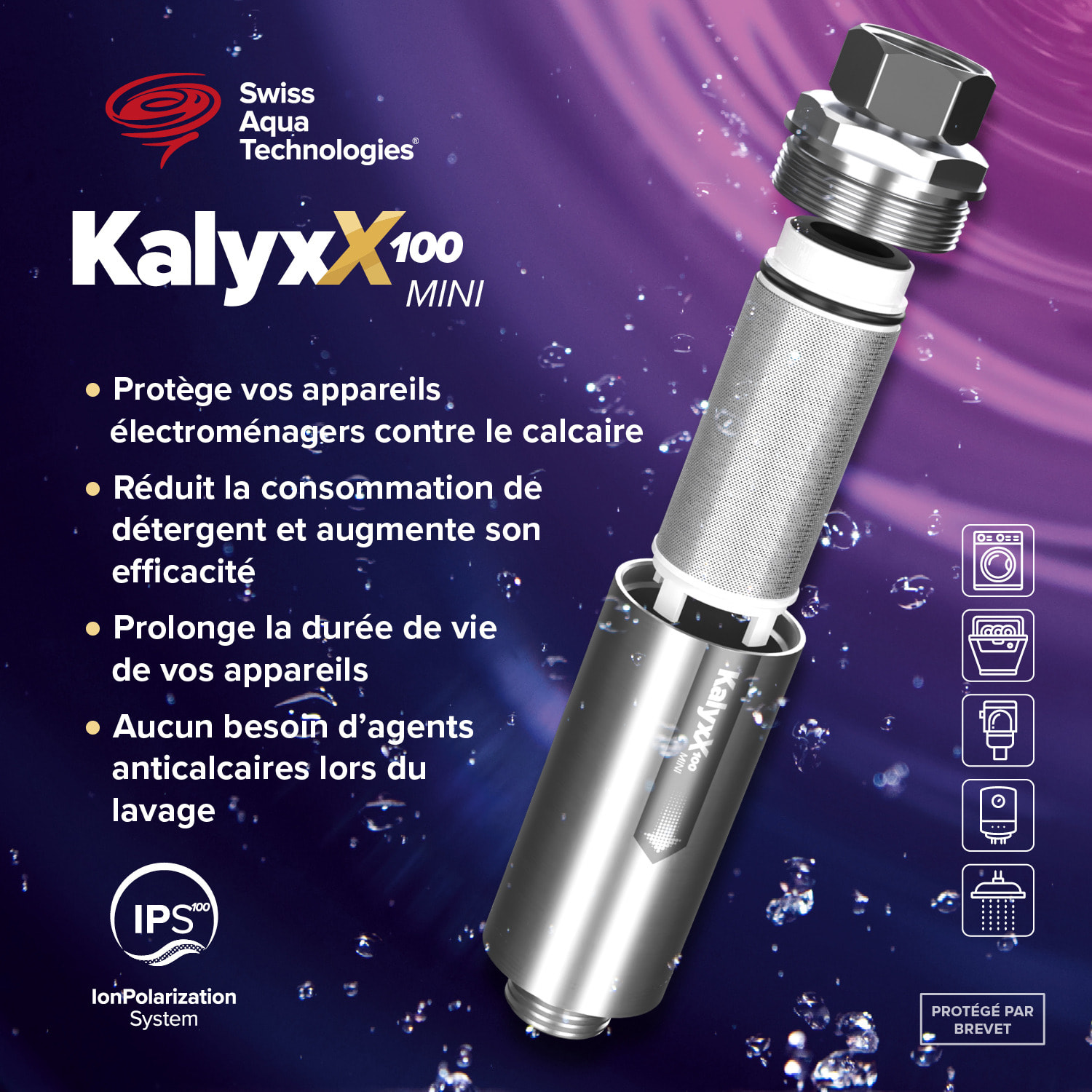 Cartouche de remplacement avec insert IPSKXM pour Adoucisseur d'eau IPS 100 Kalyxx MINI (IPSKXMINSERT)