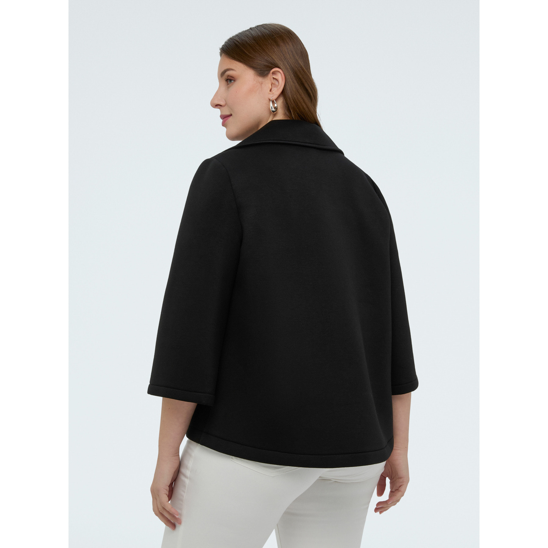 Fiorella Rubino - Cappotto corto in scuba doppiopetto - Nero