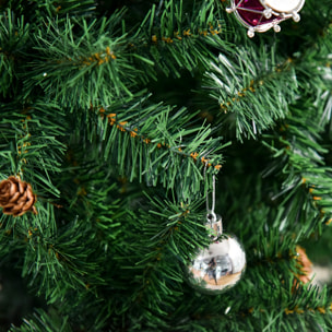 árbol de Navidad 180cm Artificial Pino con Adornos Decorativos 48 Pcs y Soporte Metálico Color Verde árbol Realista para Decoración Navidad