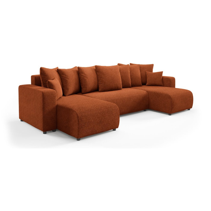 GLORIA - Canapé panoramique 6 places en tissu terra