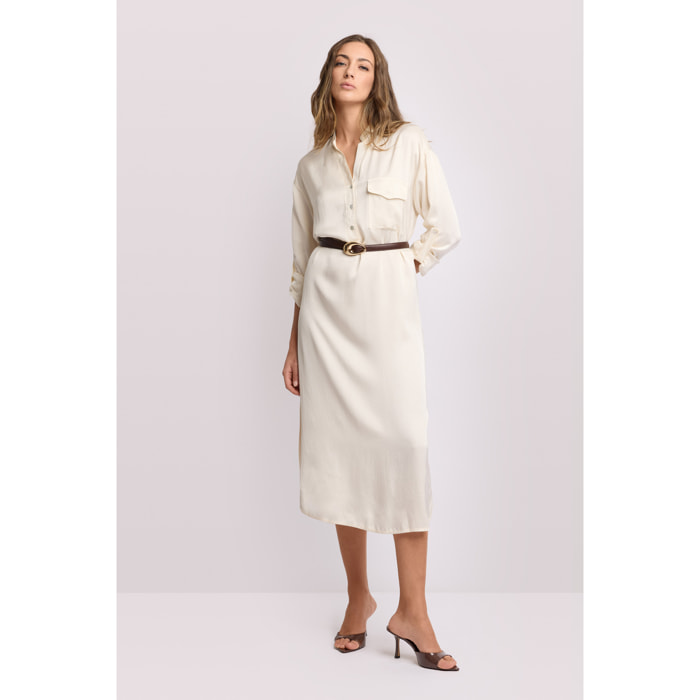 Kocca - Abito chemisier lungo Donna, Tinta unita, Scollo a V