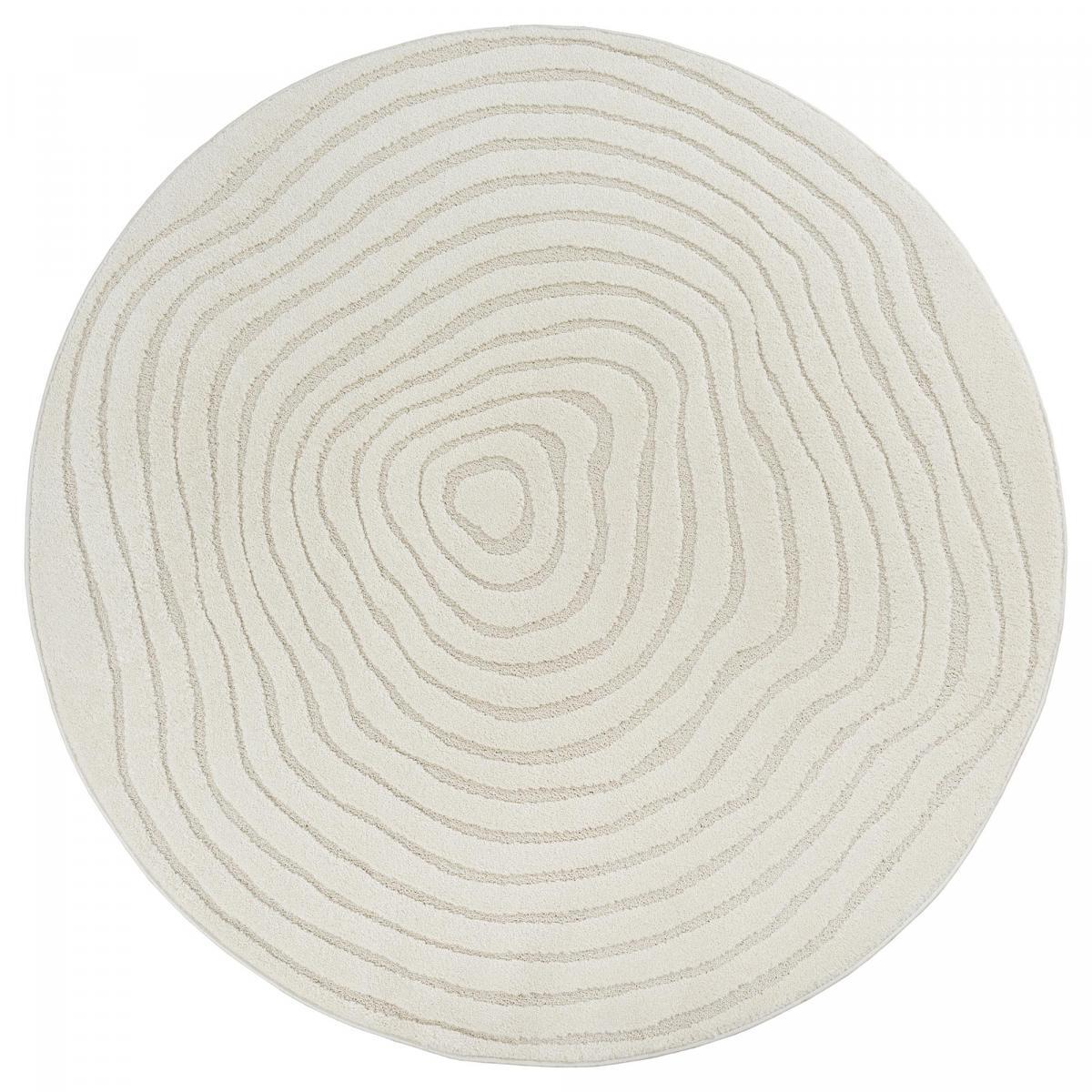 Tapis rond tendance ton sur ton aux motifs simples et à la forme originale