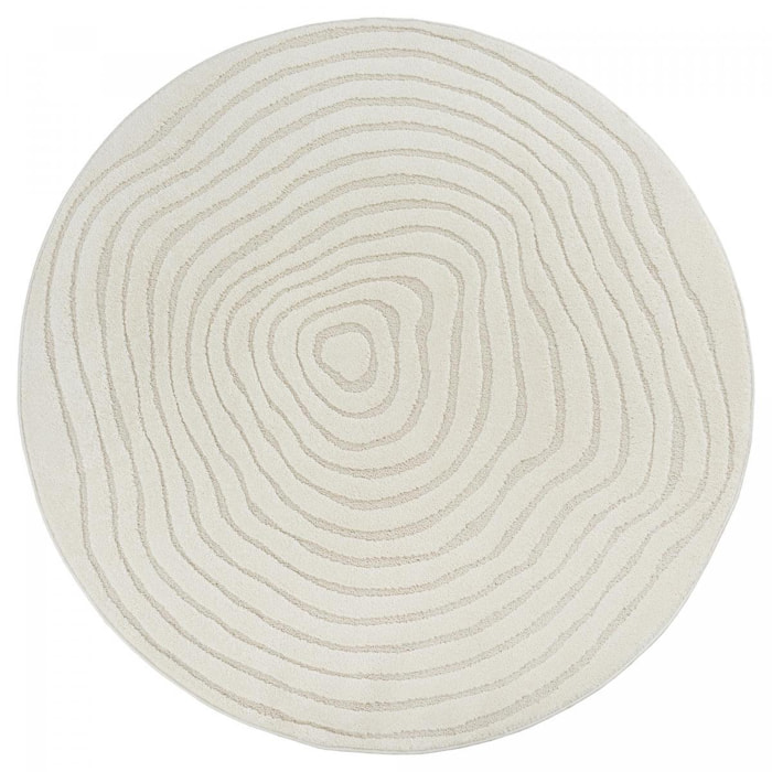 Tapis rond tendance ton sur ton aux motifs simples et à la forme originale