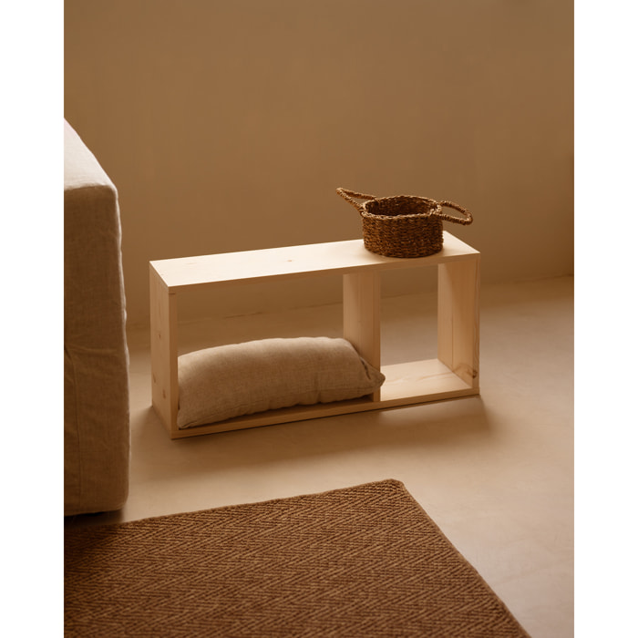 Mobilier d'appoint en bois massif ton naturel avec 1 séparateur Hauteur: 38 Longueur: 80 Largeur: 20