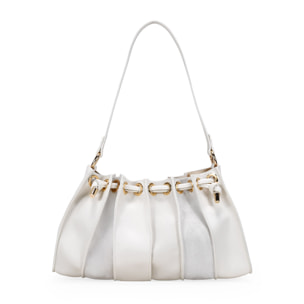 Bolso de hombro beige plisado con cierre imán