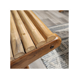 Fauteuil lounge teck massif et branches de bois flotté vernies - JESSIE