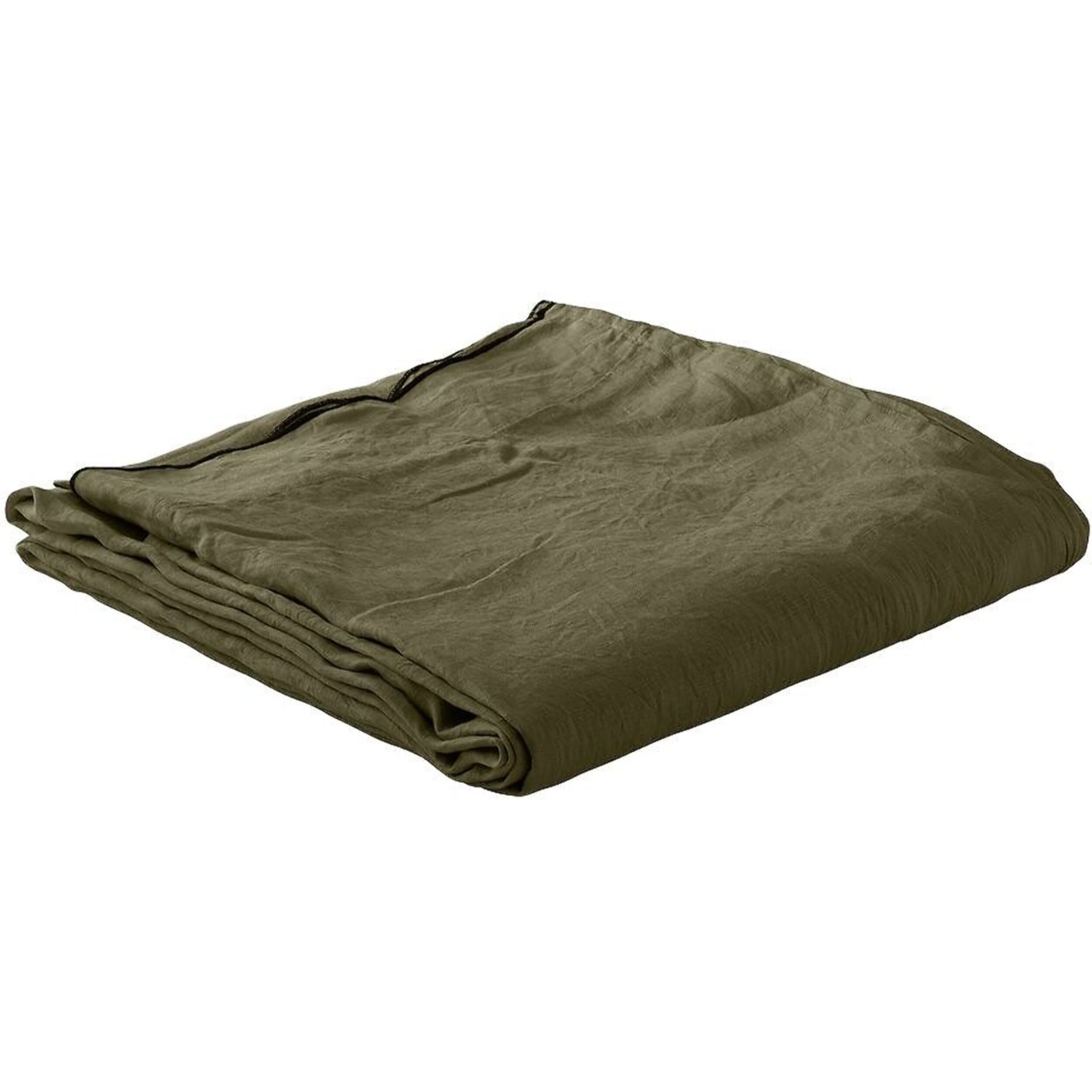 Drap plat 240X300 Lin lavé Olive