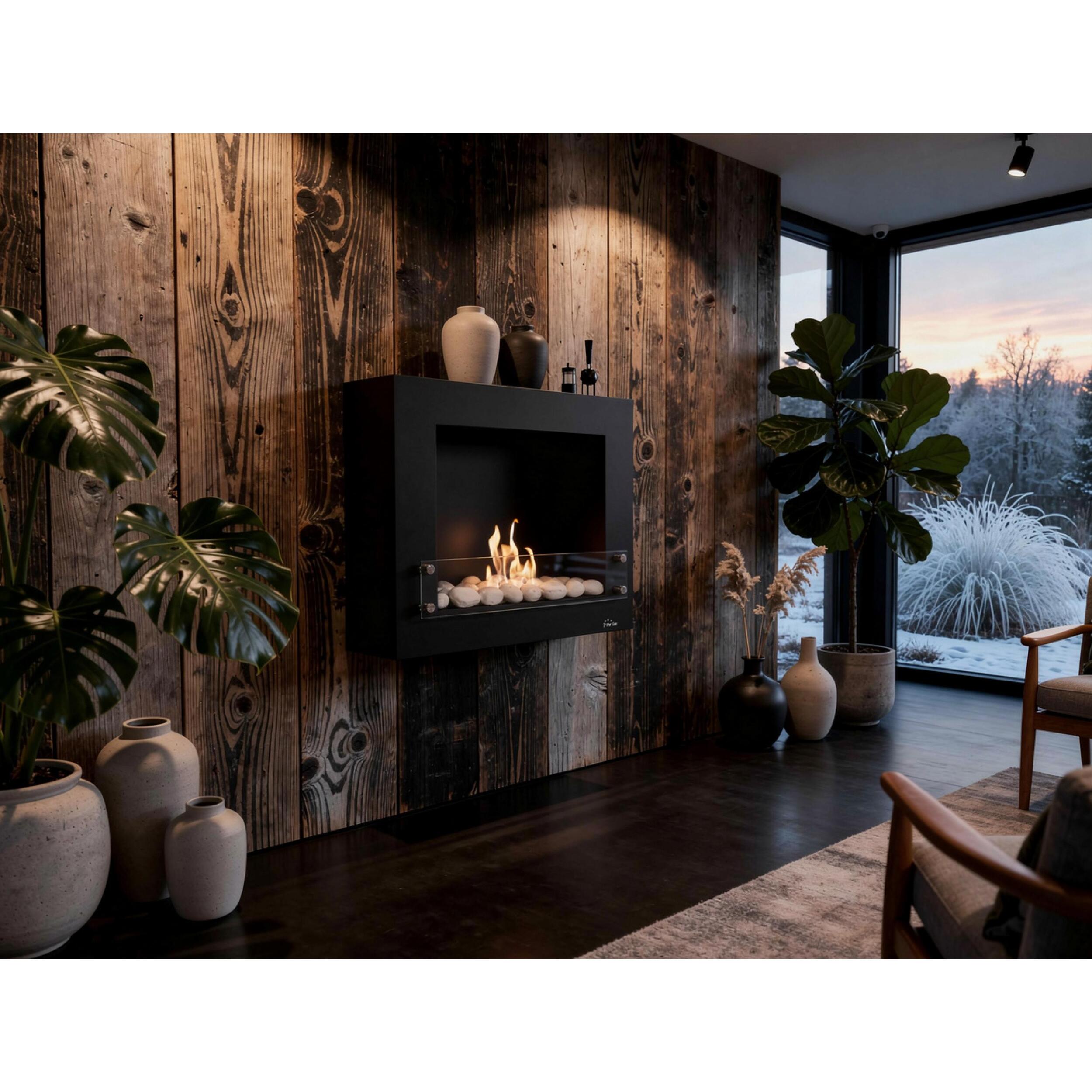 Chimenea de etanol mural en acero lacado BESTBIO DESIGN B PURLINE 2000 W