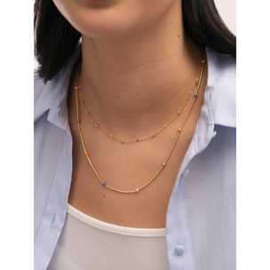 Collar Doble Carla Enamel Acero Baño Oro