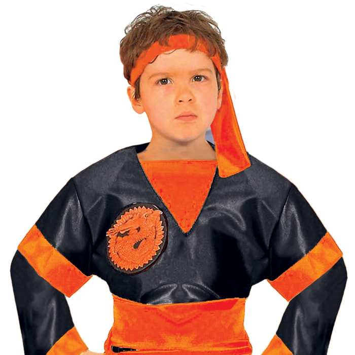 Costume Travestimento Carnevale Dragon Ninja Shaolin Nero Bambino