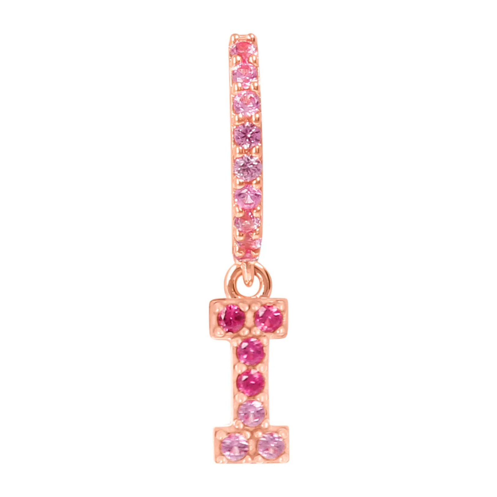 Orecchino Pendente con Lettera I in Pavé di Cubic Zirconia Blu