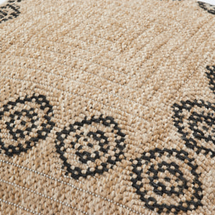 NATURE - Housse de coussin aspect jute motif rosas noir 50x50