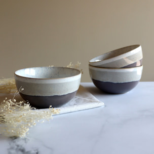 Lot de 6 bols marron en grès 57cl RIGA