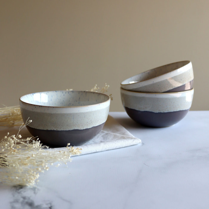 Lot de 6 bols marron en grès 57cl RIGA