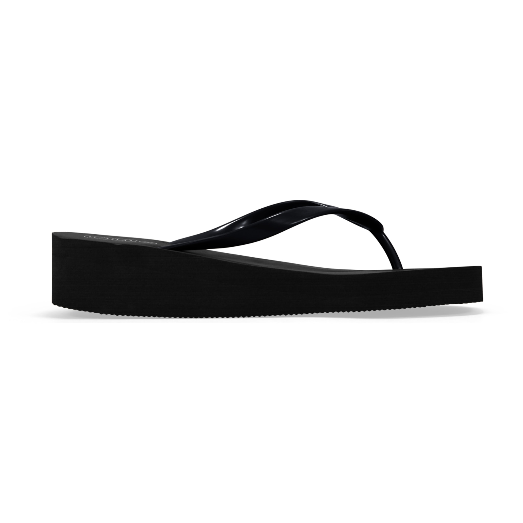 Sandalias de dedo negras con cuña